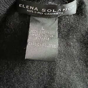 Elena Solano Black 2 ply 3 button 100% Cashmere Cardigan Sweater. L